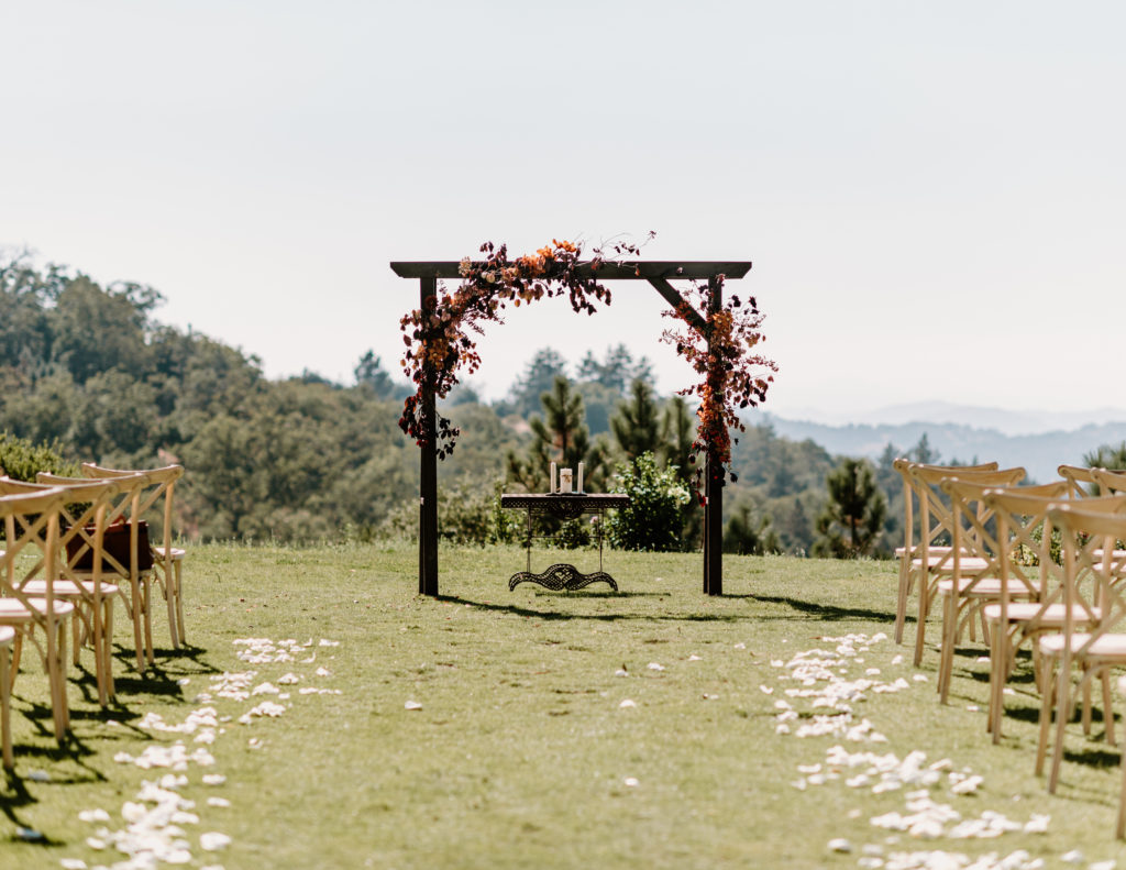 A wedding ceremony setup at Sacred Mountain Julian