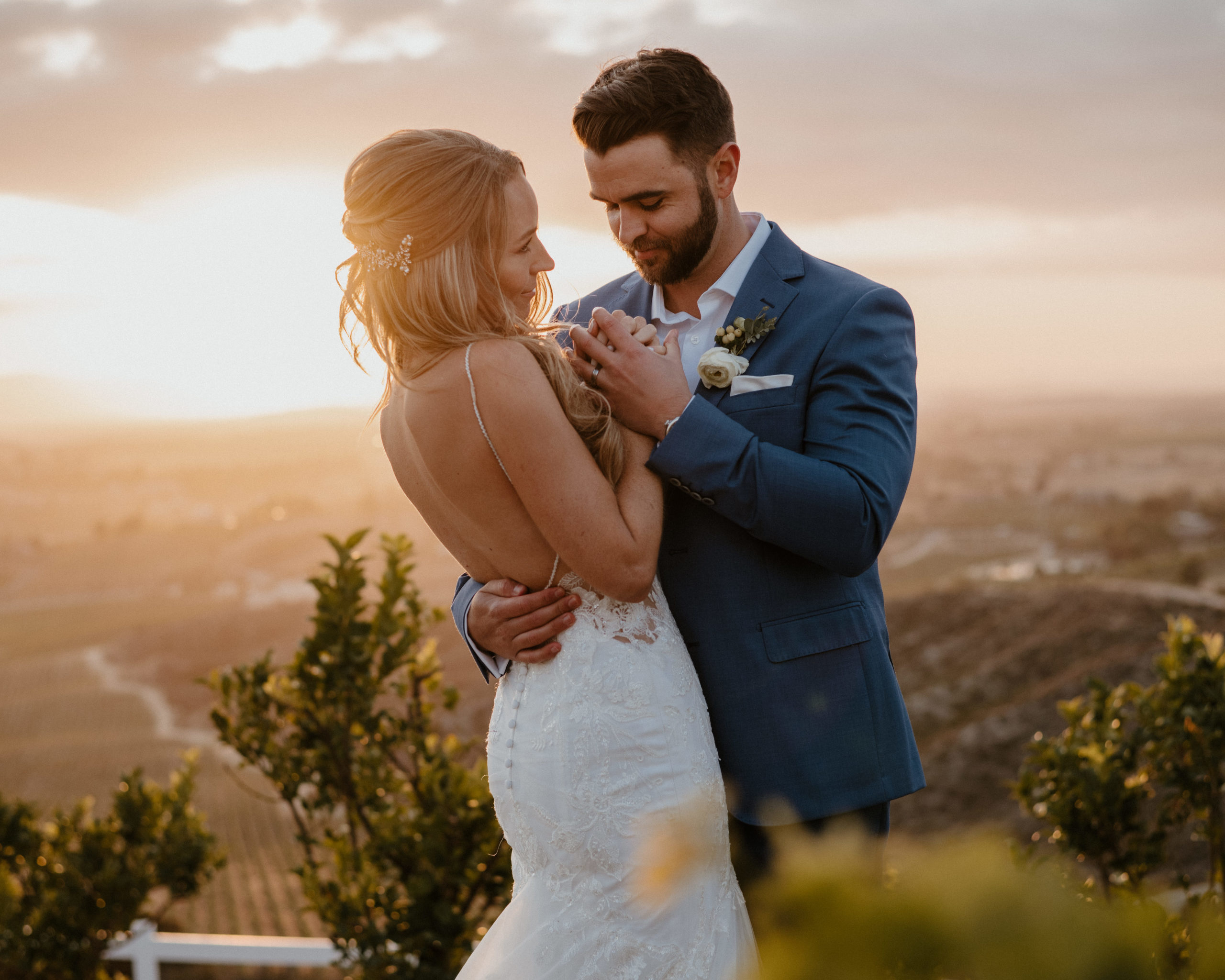 A bride and groom at their intimate elopement in Temecula, CA.