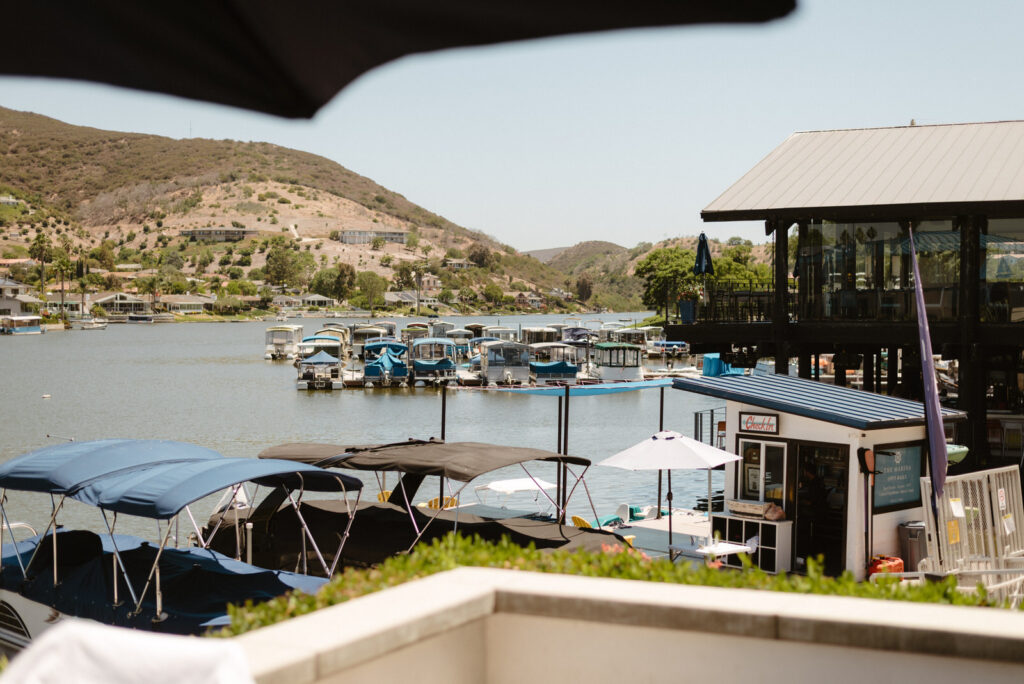 A photo of the view from a hotel room during this Lakehouse Resort wedding in San Marcos, CA.